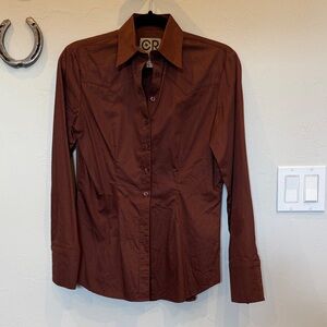 CR Women's Brown Button Down Shirt